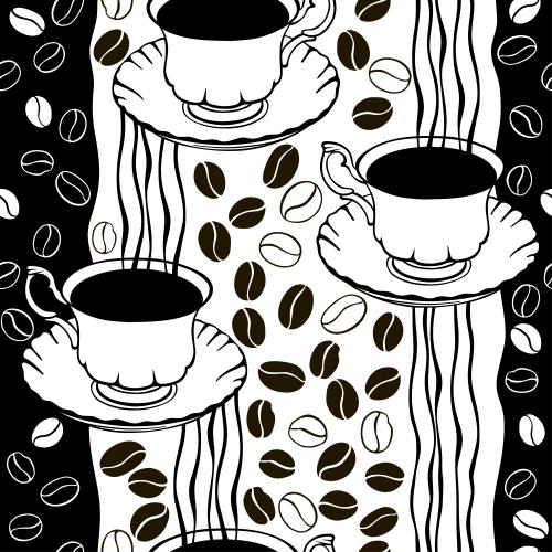 Кофе. Изображение чашки с кофе, кофейные зерна, аромат