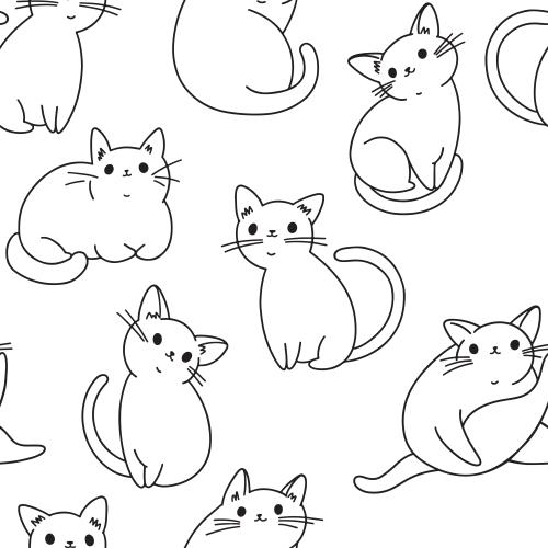 Векторное изображение милые котики на белом