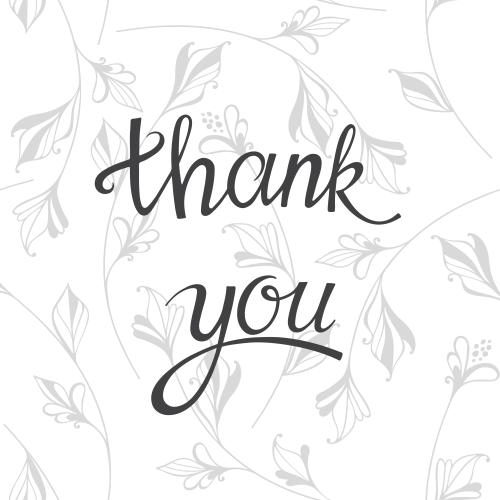 Изображение надпись thank you, фантазийные растения на белом