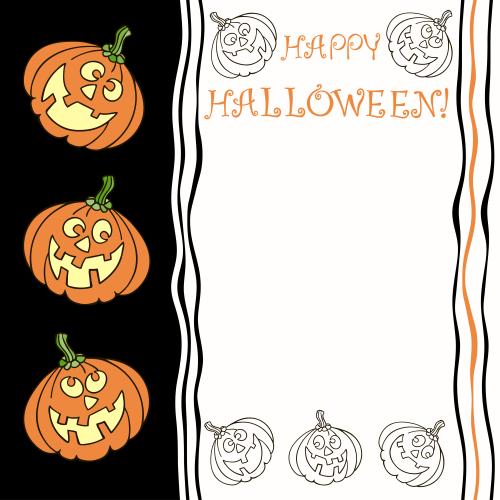 Тыква. Вектор милые тыквы-фонари, надпись happy halloween и место для текста
