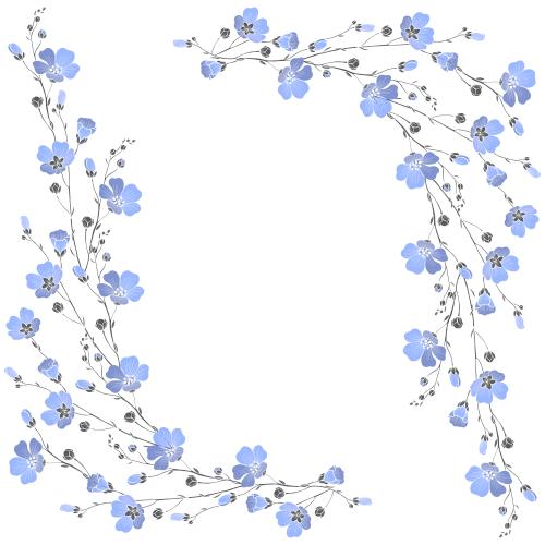 Лен. Вектор веточки цветущего льна, место для текста на белом