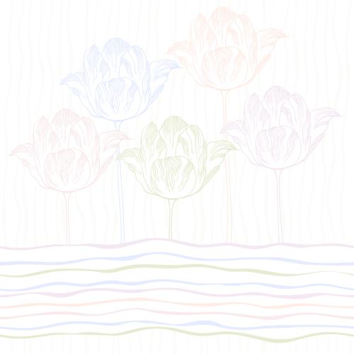 Тюльпан. Изображение тюльпаны на вертикальных и горизонтальных волнистых полосах в пастельной гамме