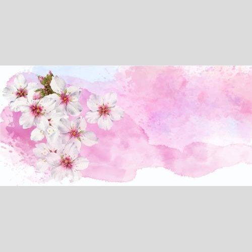 Растровое изображение цветы миндаля, место для текста на розовом акварельном