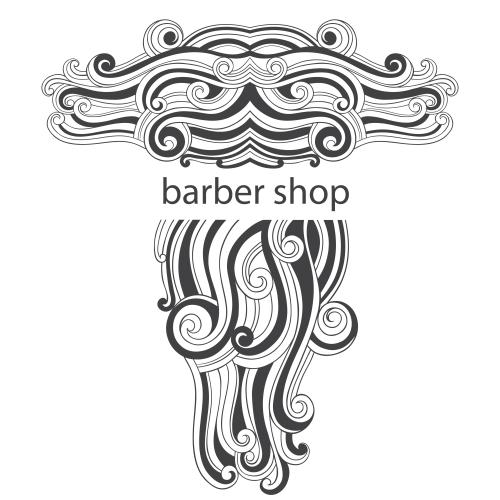 Векторное изображение стилизованные усы и борода, надпись barber shop на белом