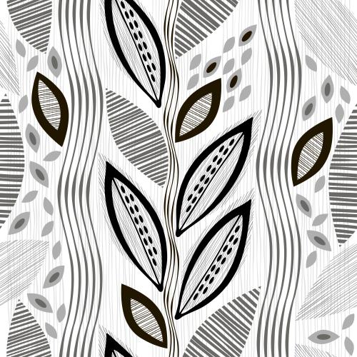 Векторное изображение абстрактные листья в полоску, вертикальные волнистые полосы, горизонтальные линии на белом