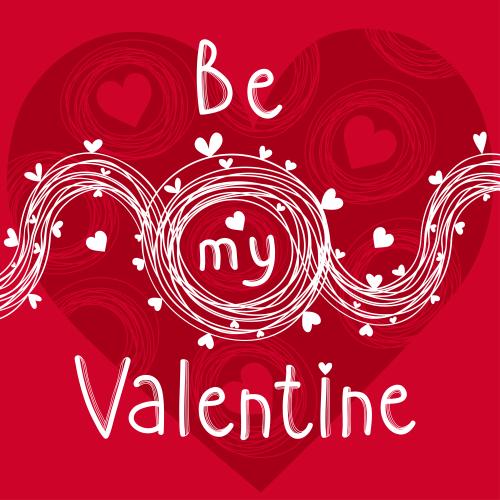 Подарок. Изображение be my valentine, декоративная полоса, сердечки на красном