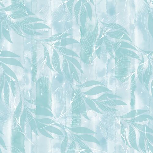 Векторное изображение листья, контуры и силуэты на голубом акварельном