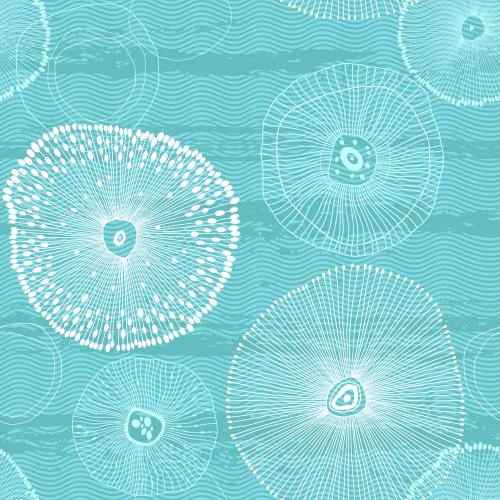 Изображение абстрактные морские обитатели, волны на бирюзовом