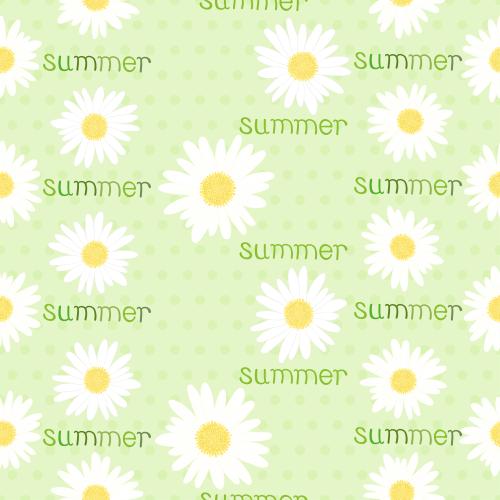 Ромашка. Изображение ромашки, надпись summer на зеленом в горошек