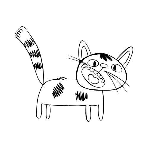 Кот. Клипарт мультяшный мяукающий кот