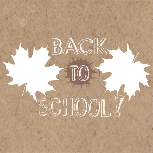 Кленовый лист. Вектор кленовые листья, клякса, надпись back to school на крафте
