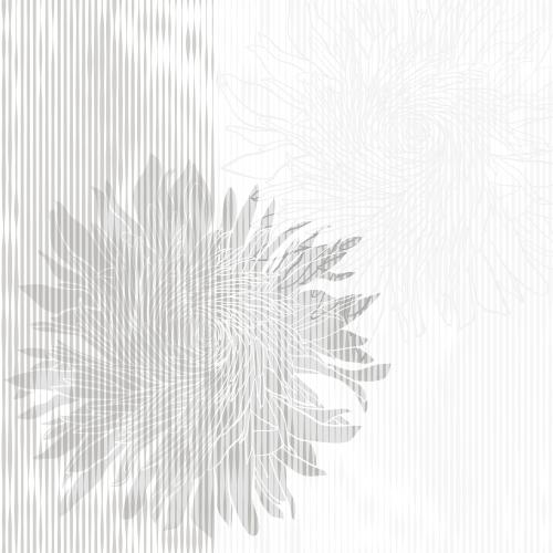 Хризантема. Изображение монохромные хризантемы на волнистых вертикальных полосках