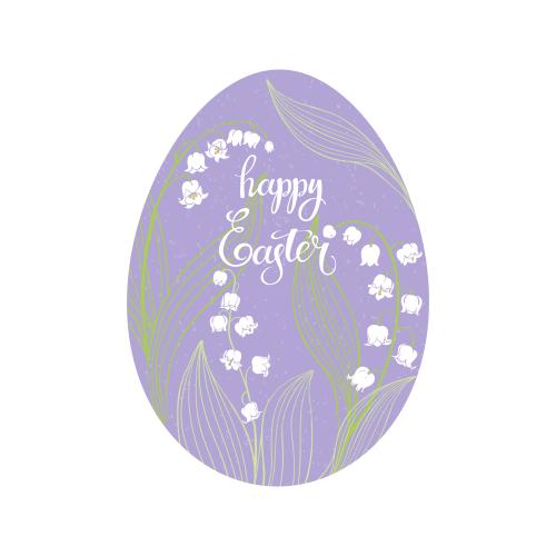 Яйцо. Клипарт пасхальное яйцо с ландышами и надписью happy easter
