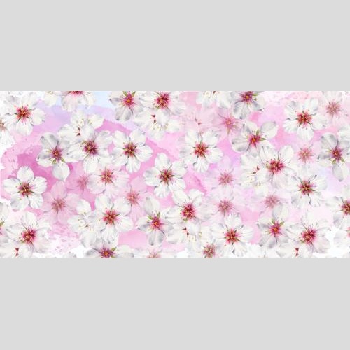 Растровое изображение цветущий миндаль на розовом акварельном