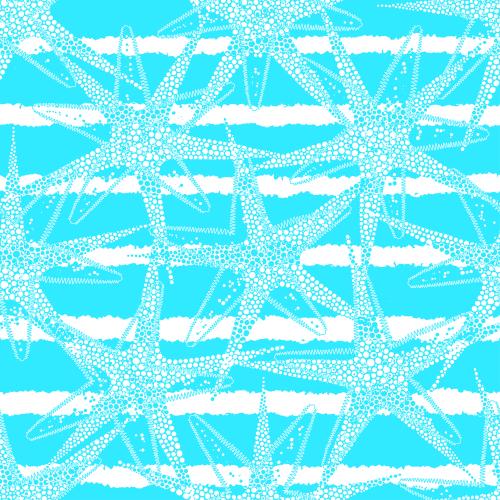 Изображение морские звезды и яркие бирюзовые полосы на белом