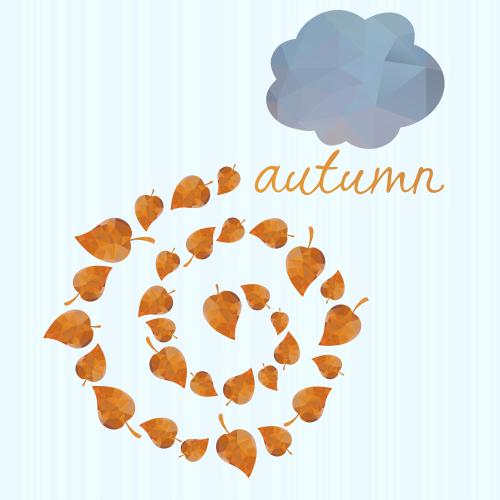 Облако. Изображение синее облако, осенние листья и надпись autumn