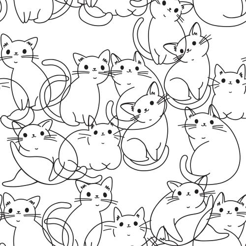 Векторное изображение милые мультяшные котики на белом