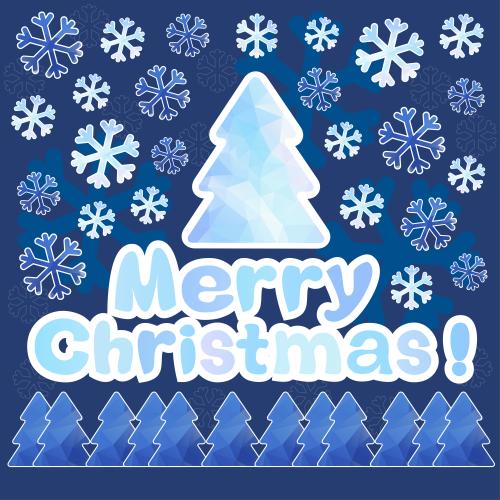 Изображение merry christmas, елки и снежинки на синем