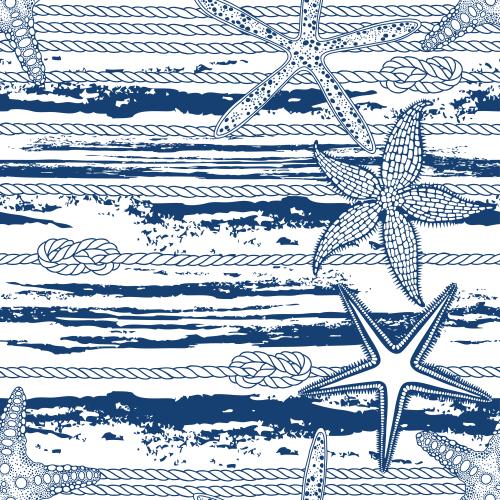 Морская звезда. Изображение морские звезды, канаты, канаты с морскими узлами, фактурные волны на белом
