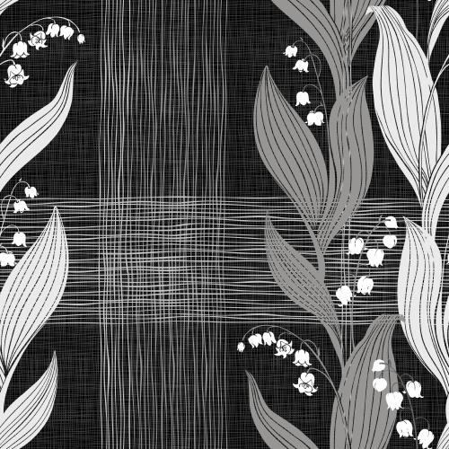 Линия. Вектор ландыши, пересекающиеся линии на черном в мелкую клеточку