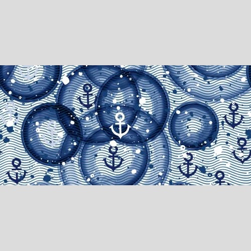 Растровое изображение якоря, волны и синие акварельные круги