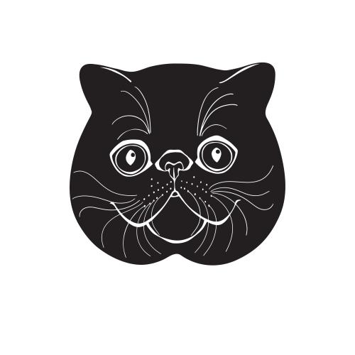 Экзотический кот. Вектор экзотический кот, силуэт милой мордочки на белом
