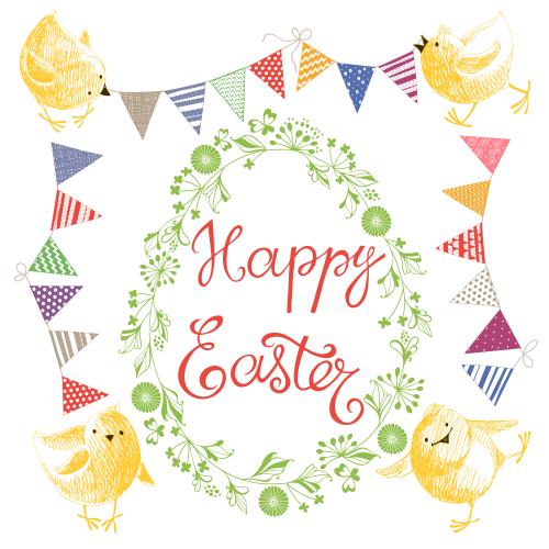 Пасха. Вектор графические элементы на тему пасхи, надпись happy easter на белом