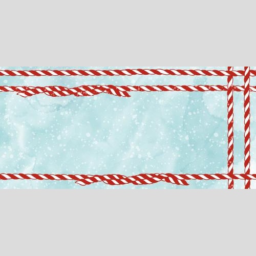 Изображение праздничные красно-белые шнурочки, снег, место для текста на голубом акварельном